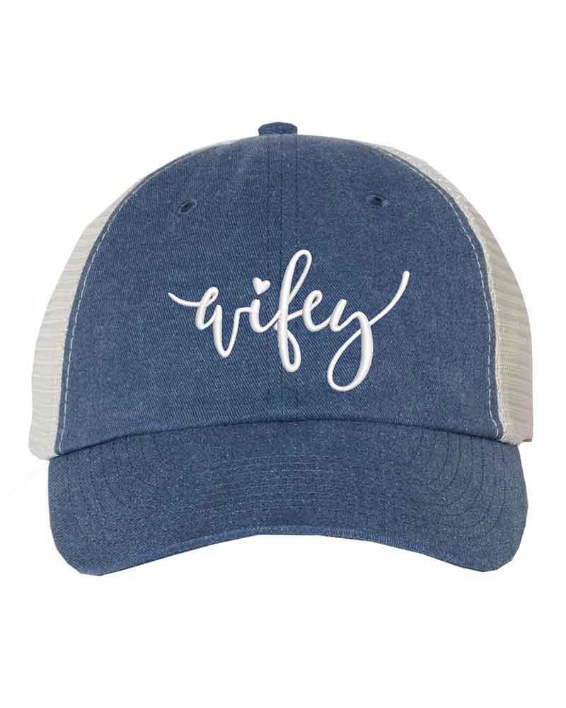 Embroidered Wifey/Hubby Trucker Hat – Anniversary Gift Cap