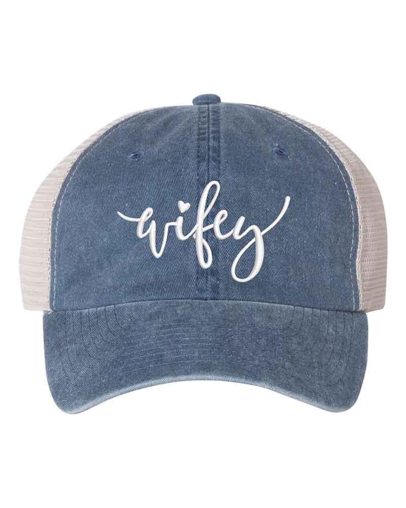Embroidered Wifey/Hubby Trucker Hat – Anniversary Gift Cap