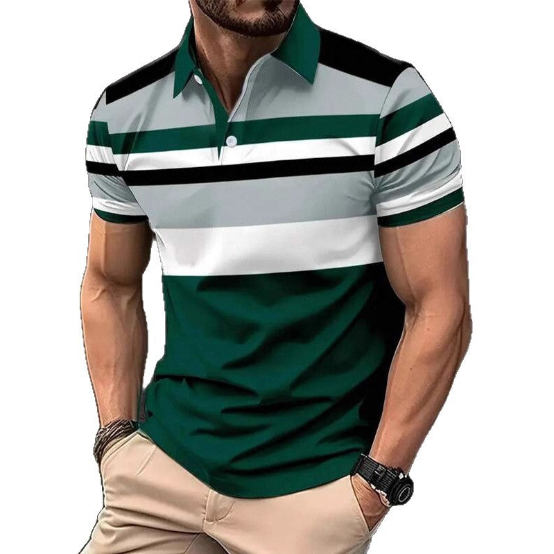 Mens Casual Printed Button-up Shirt With A Lapel Collar
