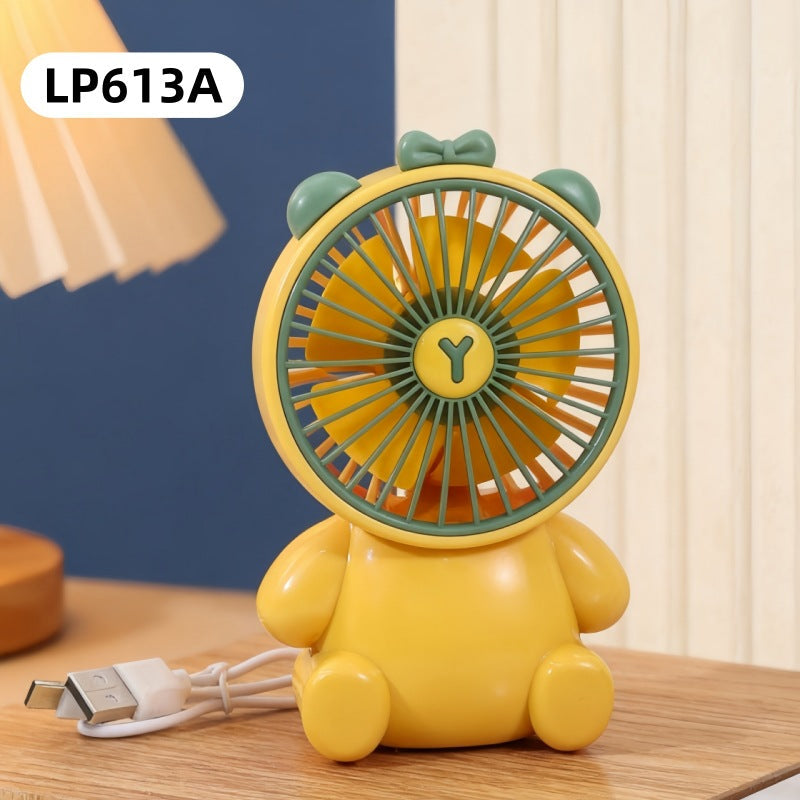 Creative Cartoon Bear Desktop Mini Fans Big Wind Desktop Portable USB Charging Handheld Fan Portable Air Conditioning Handheld Cooling Fan Charging Usb Fan Portable Handheld Fan