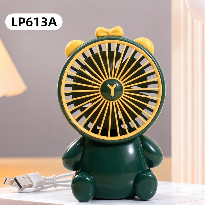 Creative Cartoon Bear Desktop Mini Fans Big Wind Desktop Portable USB Charging Handheld Fan Portable Air Conditioning Handheld Cooling Fan Charging Usb Fan Portable Handheld Fan