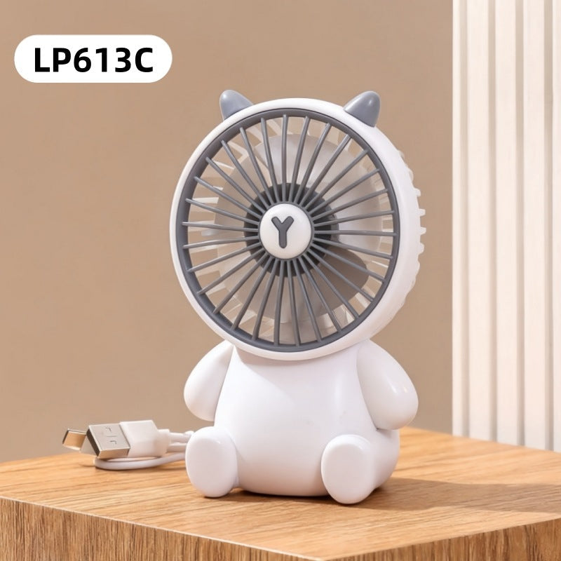 Creative Cartoon Bear Desktop Mini Fans Big Wind Desktop Portable USB Charging Handheld Fan Portable Air Conditioning Handheld Cooling Fan Charging Usb Fan Portable Handheld Fan