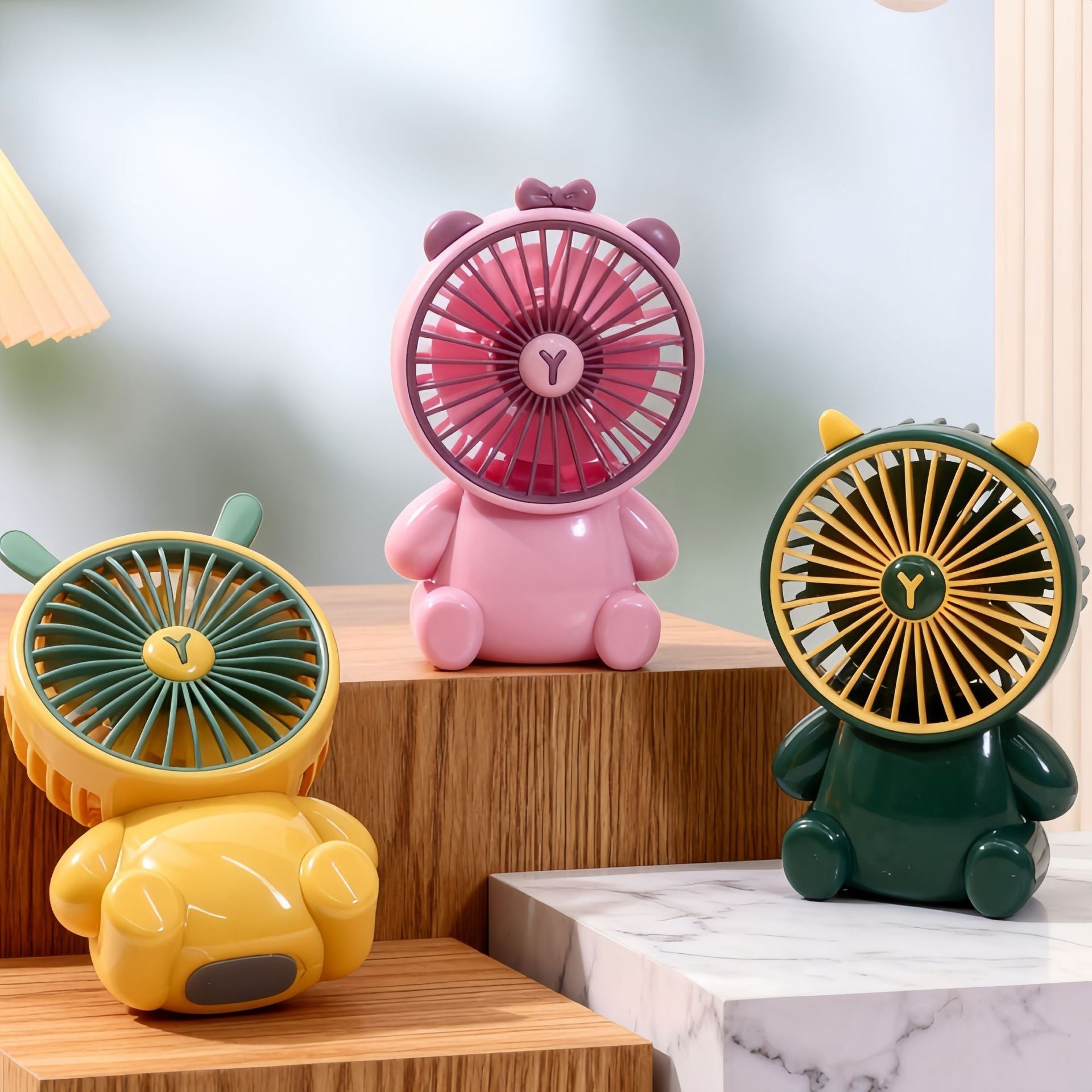 Creative Cartoon Bear Desktop Mini Fans Big Wind Desktop Portable USB Charging Handheld Fan Portable Air Conditioning Handheld Cooling Fan Charging Usb Fan Portable Handheld Fan