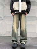 Men's Full Size Vintage Wash Ripped Wide Leg Jeans Plus Size