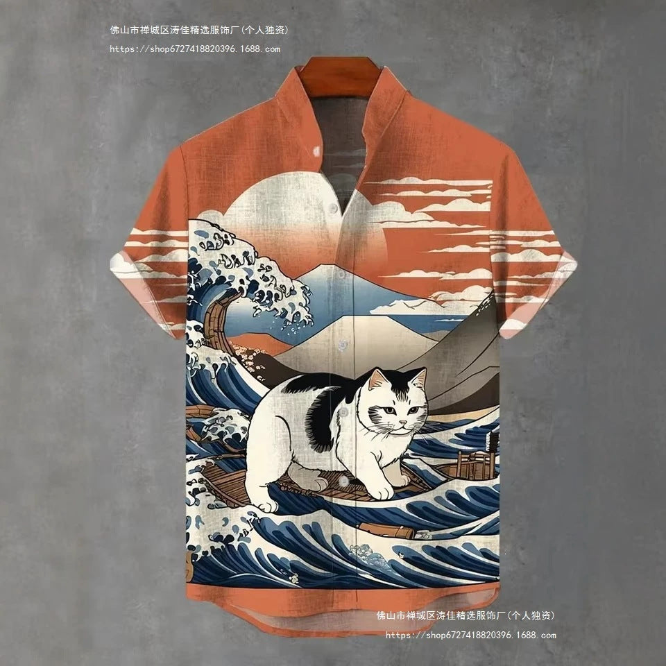 Mens 3D-printed Hawaiian Shirt