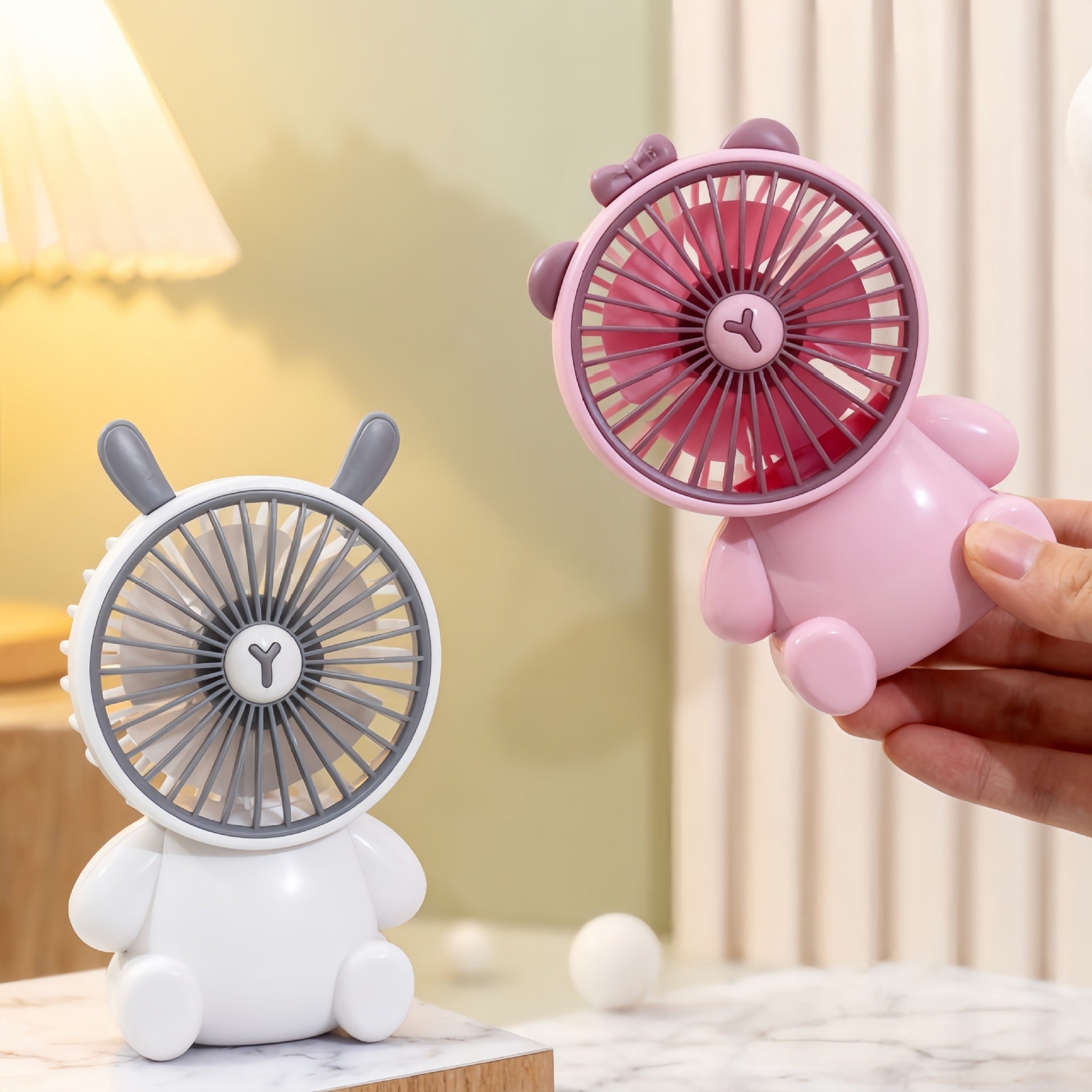 Creative Cartoon Bear Desktop Mini Fans Big Wind Desktop Portable USB Charging Handheld Fan Portable Air Conditioning Handheld Cooling Fan Charging Usb Fan Portable Handheld Fan
