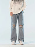 Men's Plus Size Ripped Wide Leg Jeans