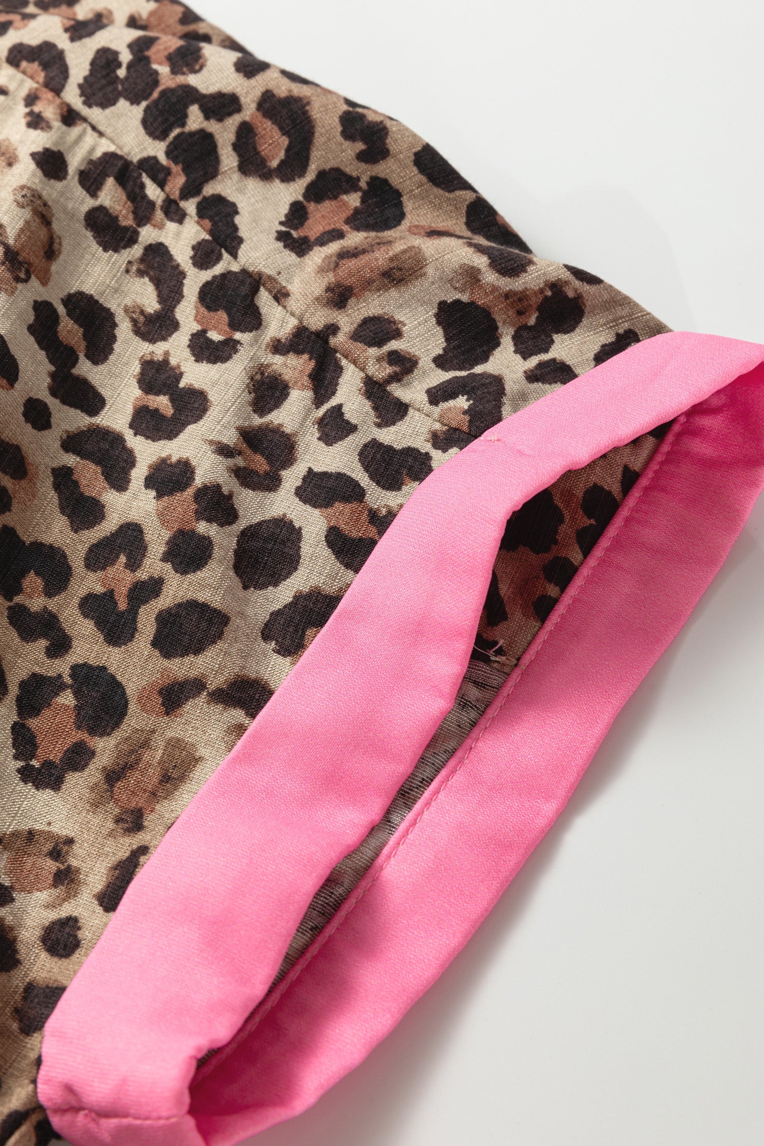 Leopard Contrast Trim Short Sleeve Shirt