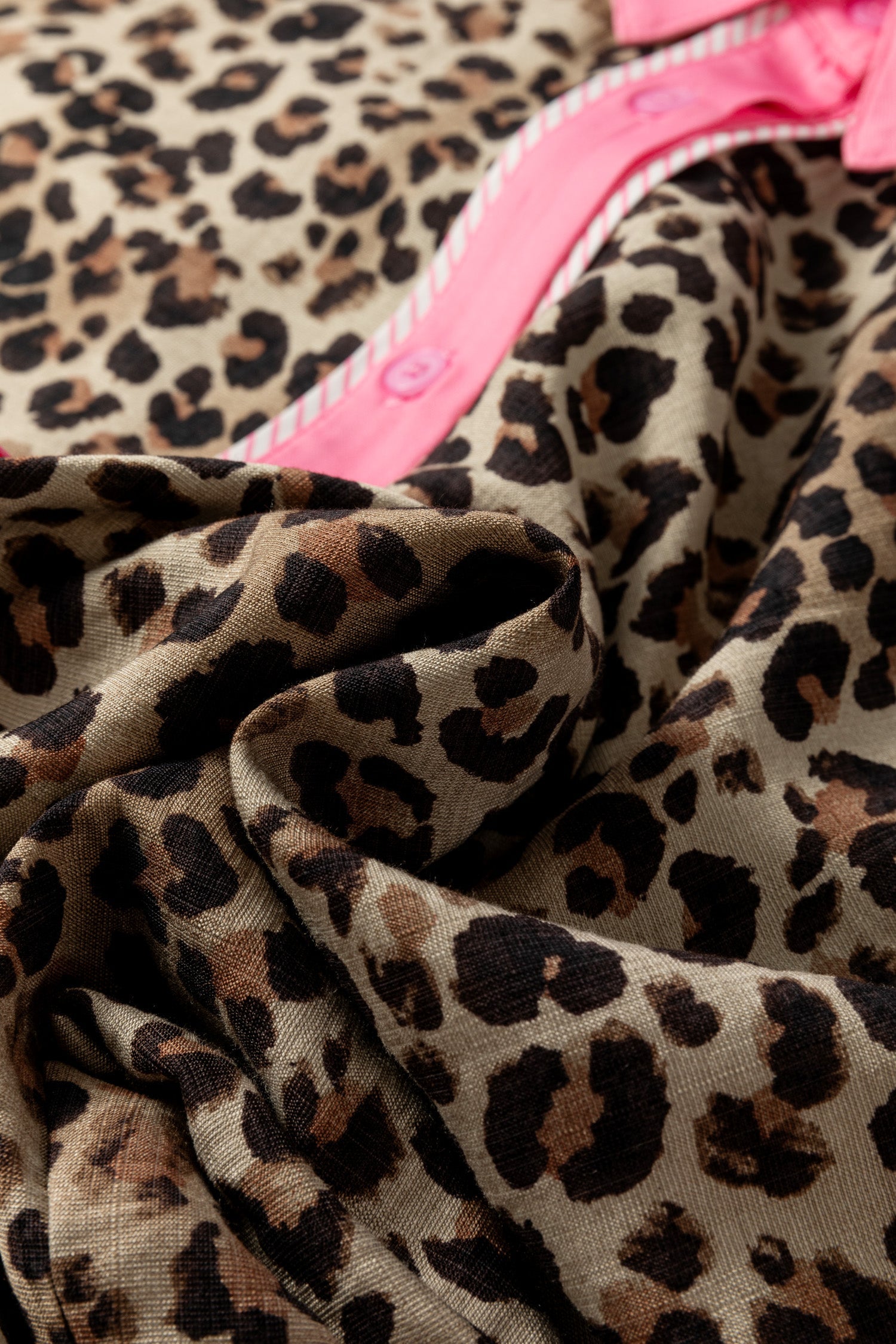 Leopard Contrast Trim Short Sleeve Shirt