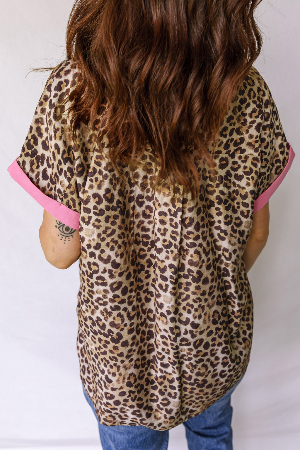 Leopard Contrast Trim Short Sleeve Shirt