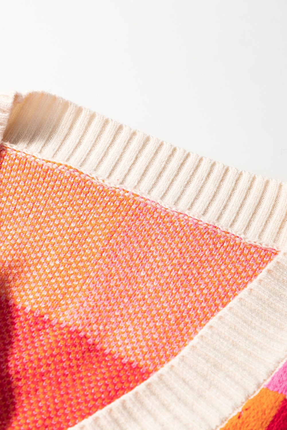 Checker Drop Shoulder Reverse Seam Open Front Cardigan