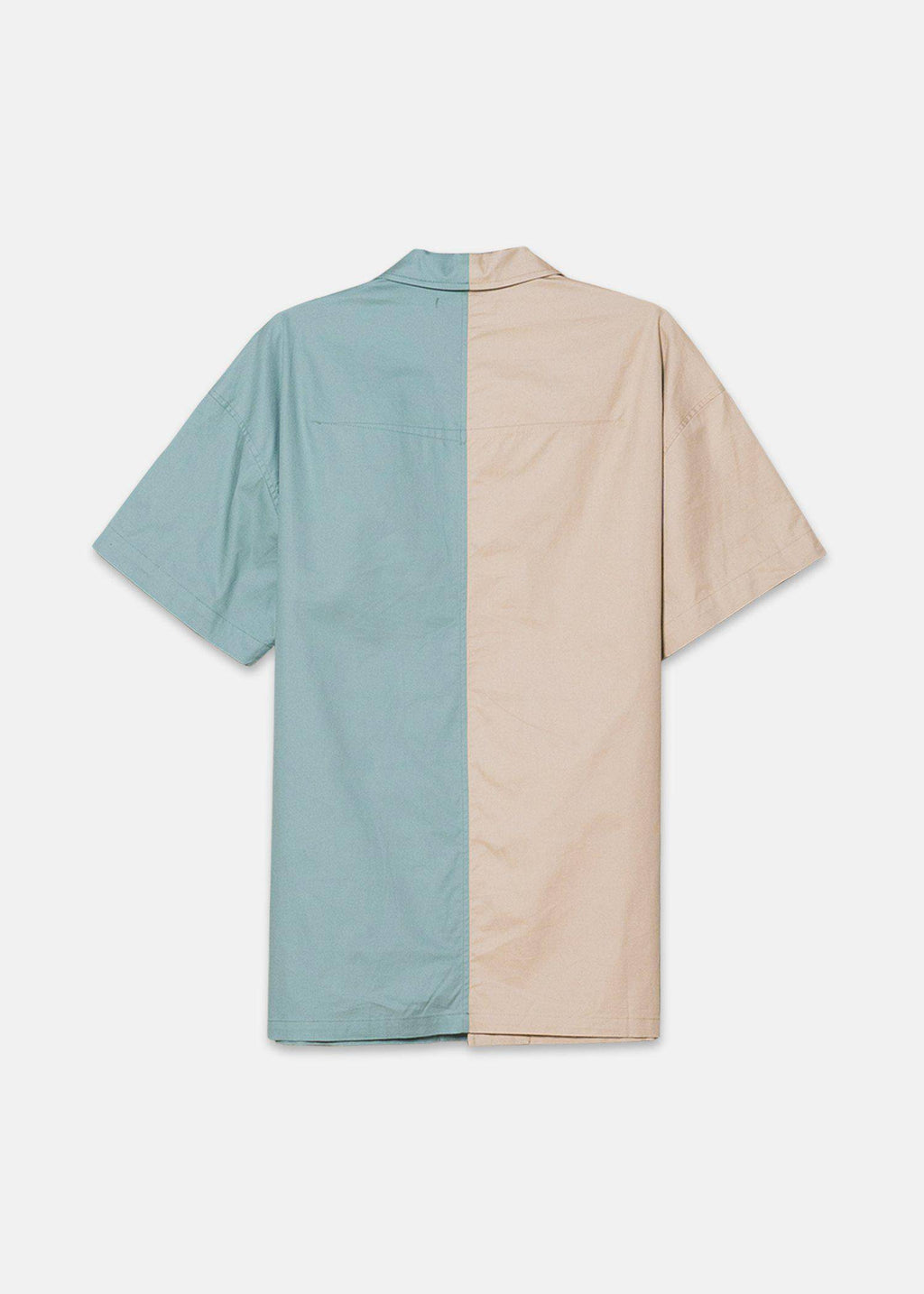 Konus Men's Bellow Pocket Oversize Short Sleeve Shirt in Khaki