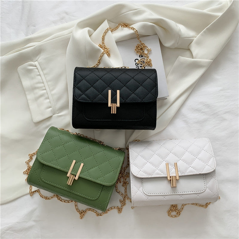 Decent Black Luxury Crossbody Bags For Women And Girls Designer Small Messenger Shoulder Bag For Women Women's Fashionable And Versatile Diamond Lattice Chain Crossbody Bag