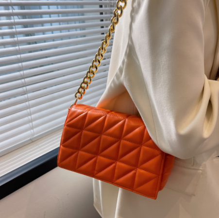 New Adorable Women's Handbag Green Small Flap Shoulder Bag In Thick Metal Chain Women's Clutch Bags Luxury  Ladies Shoulder Purse