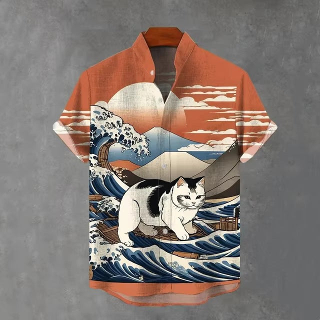 Mens 3D-printed Hawaiian Shirt