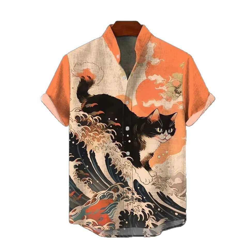 Mens 3D-printed Hawaiian Shirt