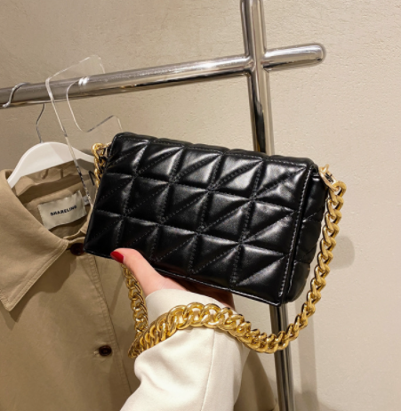 New Adorable Women's Handbag Green Small Flap Shoulder Bag In Thick Metal Chain Women's Clutch Bags Luxury  Ladies Shoulder Purse