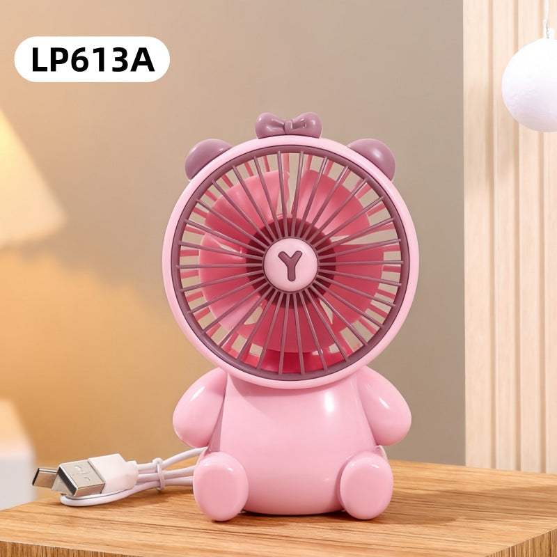 Creative Cartoon Bear Desktop Mini Fans Big Wind Desktop Portable USB Charging Handheld Fan Portable Air Conditioning Handheld Cooling Fan Charging Usb Fan Portable Handheld Fan