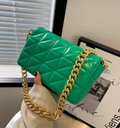 New Adorable Women's Handbag Green Small Flap Shoulder Bag In Thick Metal Chain Women's Clutch Bags Luxury  Ladies Shoulder Purse