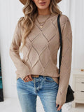 Long Sleeve Diamond Eyelet Knit Top