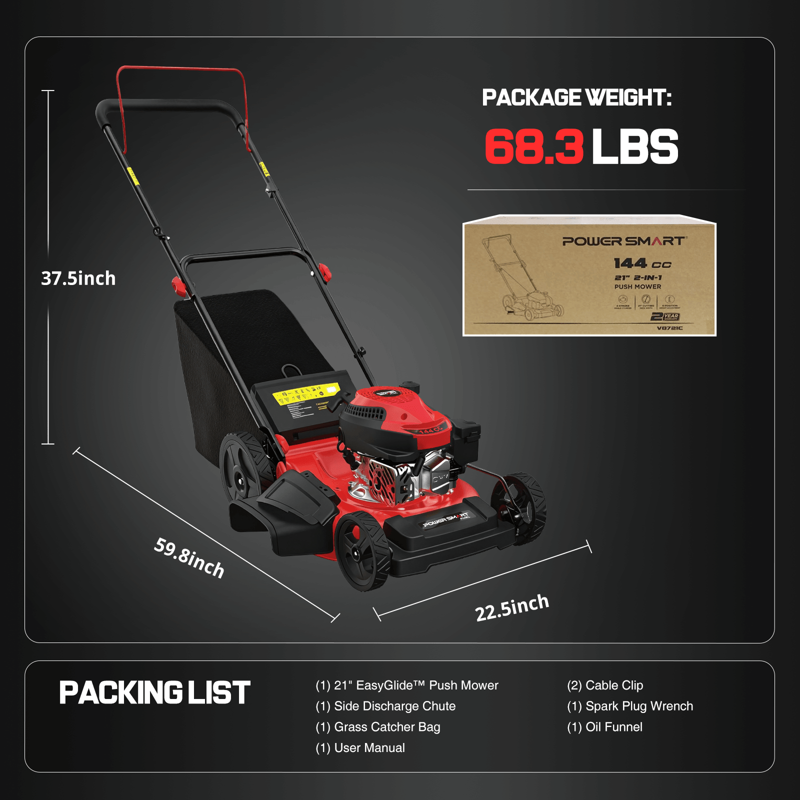21" 144cc Gas Push 3-in-1 Lawn Mower  DB8621P