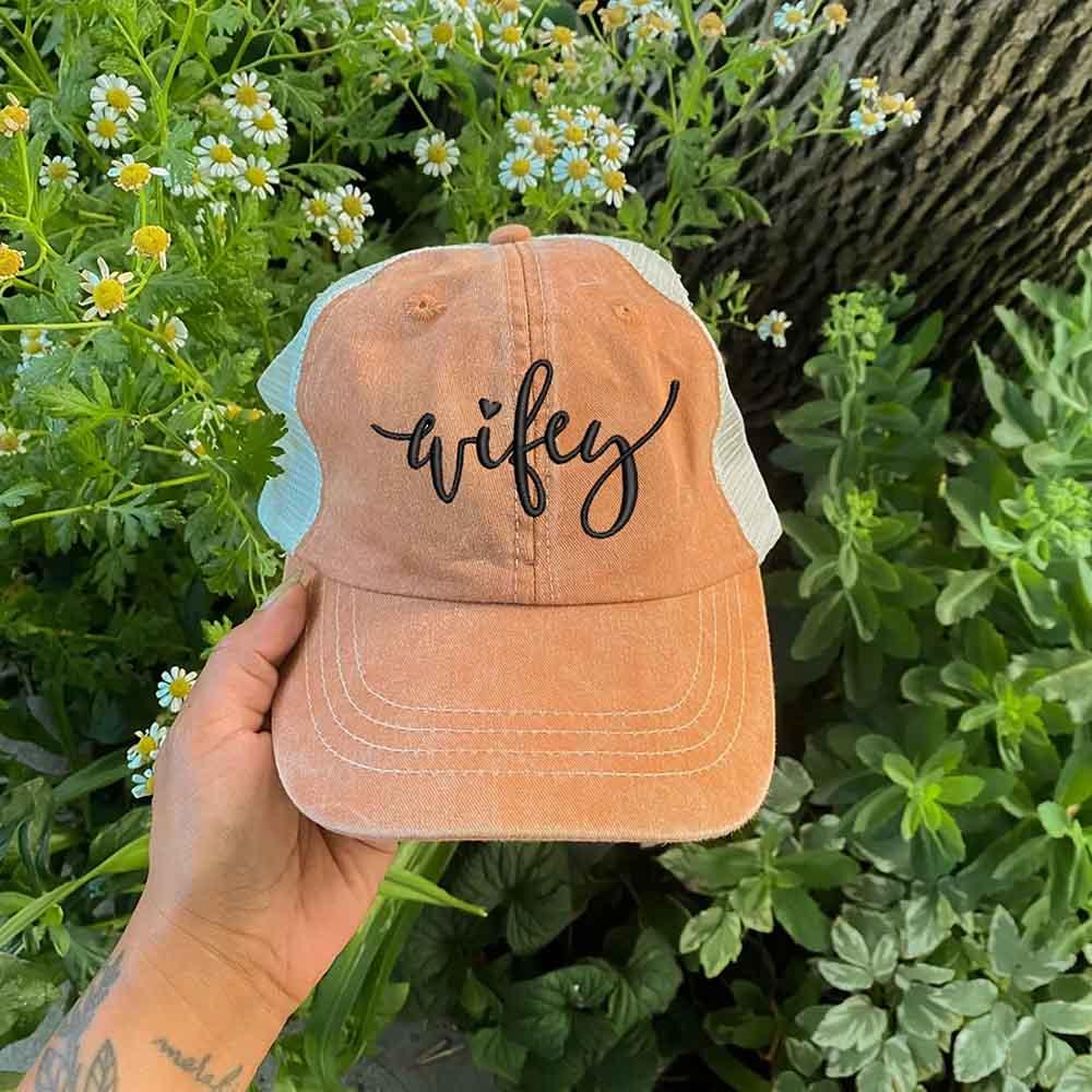 Embroidered Wifey/Hubby Trucker Hat – Anniversary Gift Cap