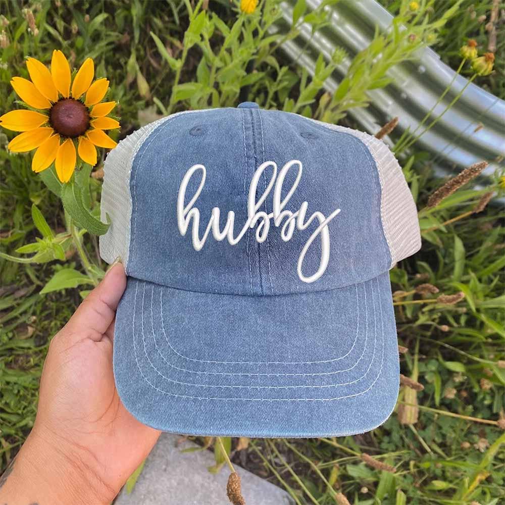 Embroidered Wifey/Hubby Trucker Hat – Anniversary Gift Cap