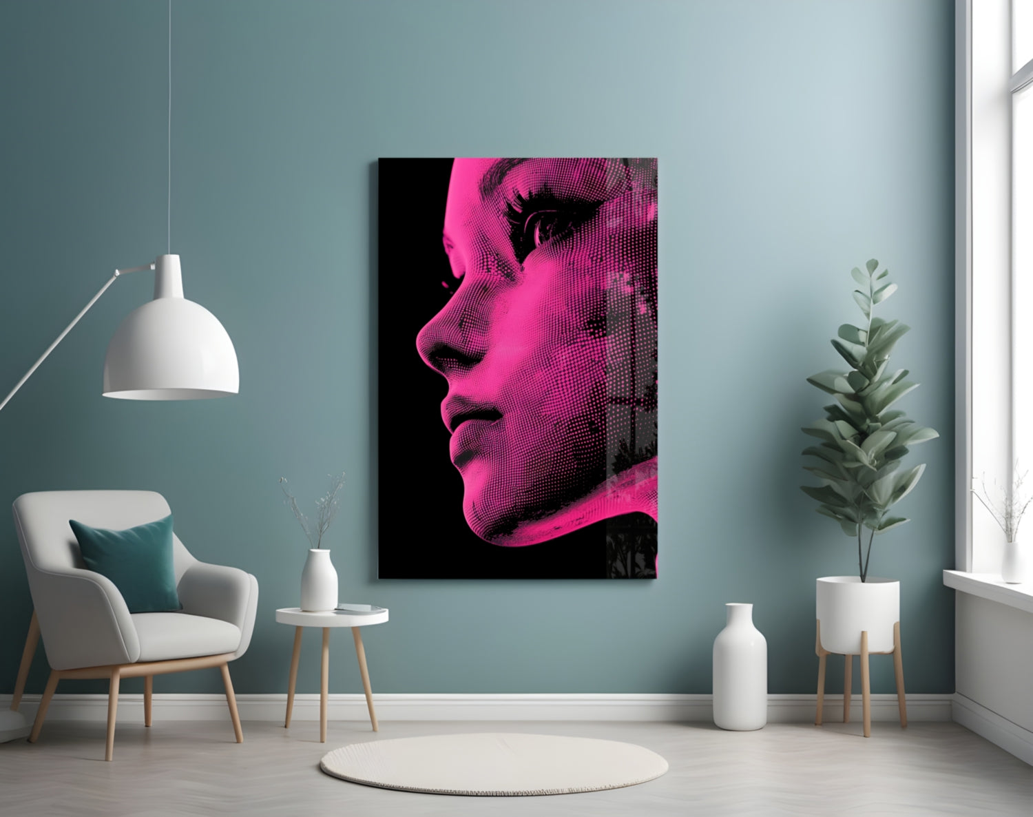 Pink with Dots Glass Wall Art || Designer Collection
