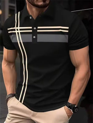 Mens Casual Printed Button-up Shirt With A Lapel Collar