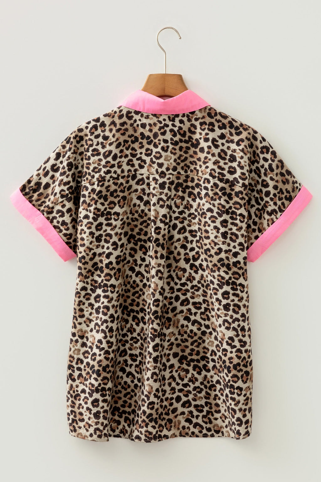 Leopard Contrast Trim Short Sleeve Shirt