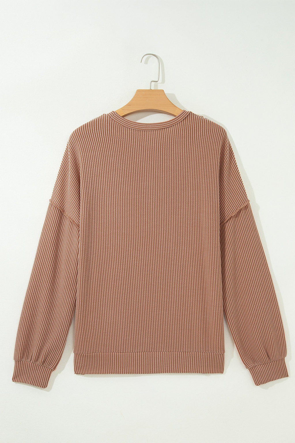 Leopard Colorblock Reverse Seam Corded Long Sleeve Knit Top