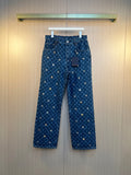 LV Jacquard Cone Chrysanthemum Embroidered Skateboard Jeans