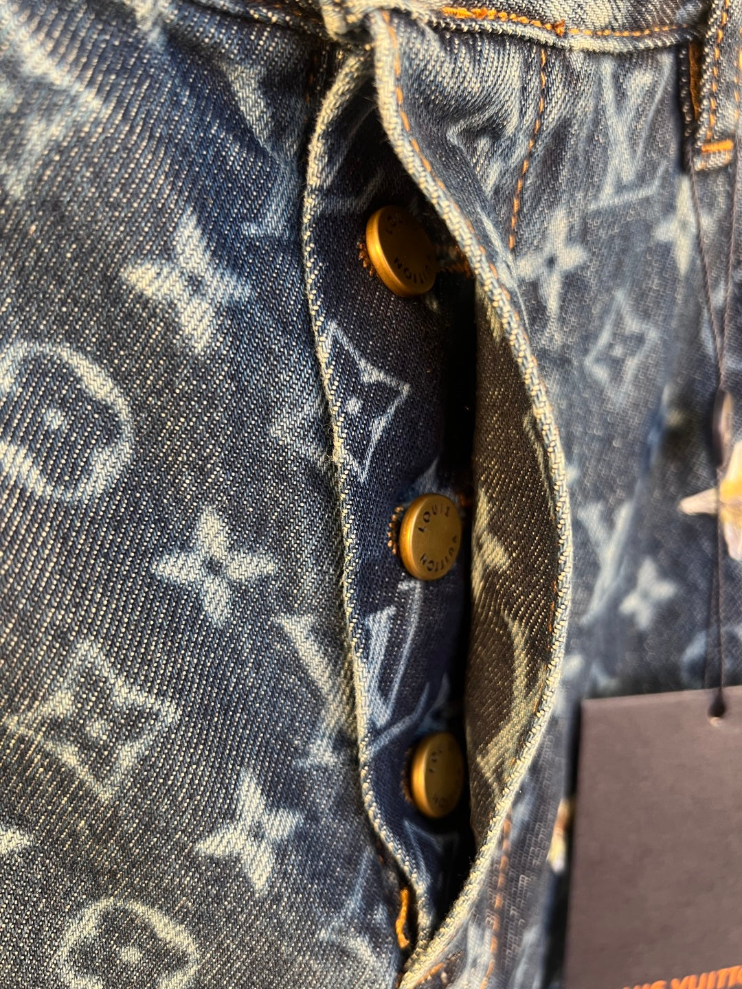 LV Jacquard Cone Chrysanthemum Embroidered Skateboard Jeans